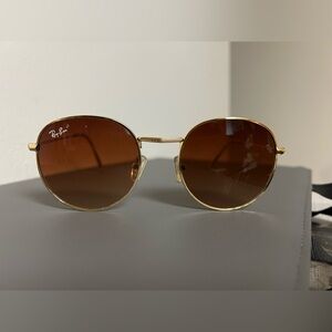 Ray-Ban Gold Frame Sunglasses with Brown Lenses